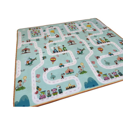 Дитячий двосторонній килимок Веселка/Дороги 200*180*1 см (Сумочка для транспортування у подарунок)